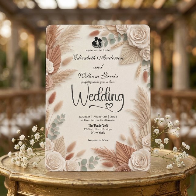 Elegant Terracotta Boho Chic Wedding Invitation (Creator Uploaded)