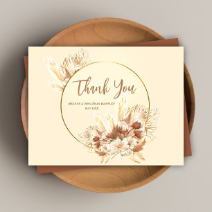 Elegant Terracotta Boho Floral Wedding Thank You Postcard