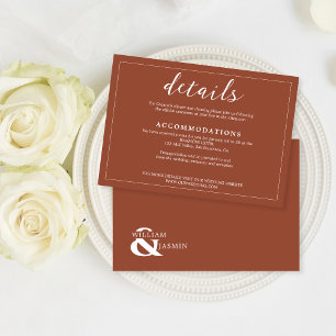 Elegant Terracotta Border Script Wedding Details Enclosure Card