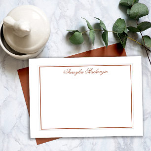 Elegant Terracotta Brown and White Personalised Card