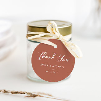 Elegant Terracotta Calligraphy Fall Wedding Favour Tags