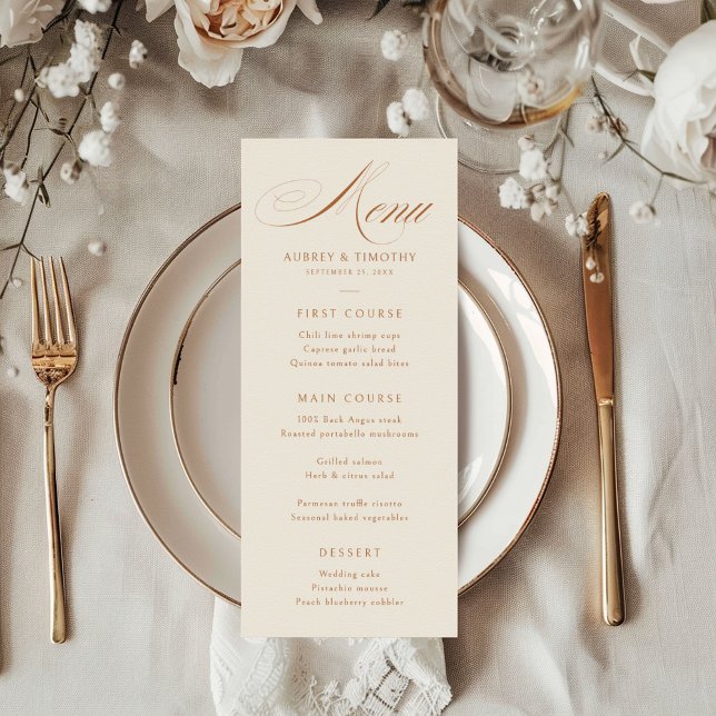 Elegant Terracotta Calligraphy Wedding Menu (Creator Uploaded)