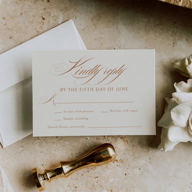 Elegant Terracotta Calligraphy Wedding RSVP Card (Creator Uploaded)