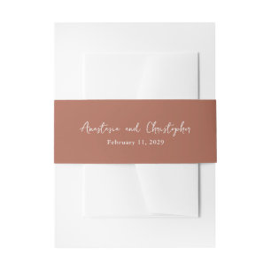 Elegant Terracotta Clean Wedding Invitation Belly Band