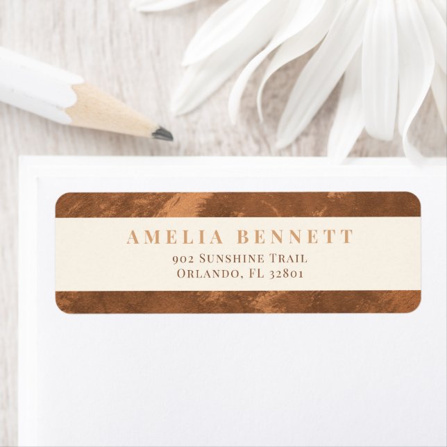Elegant Terracotta Copper Return Address Label (Insitu)