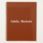 Elegant terracotta custom name text year monogram planner<br><div class="desc">Elegant terracotta custom name text,  year,  number,  initials,  monogram minimalist simple personalised Planner.
Custom white text on terracotta plain solid colour background.</div>