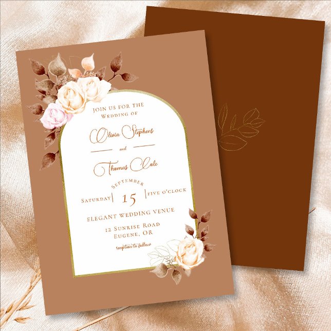 Elegant Terracotta Eucalyptus Boho Frame Wedding Invitation (Creator Uploaded)
