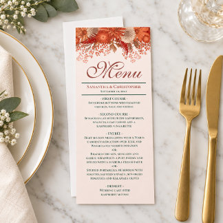 Elegant Terracotta Fall Wedding Menu
