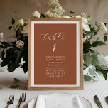 Elegant Terracotta Fall Wedding Seating Chart Table Number<br><div class="desc">Custom-designed fall wedding seating chart table number cards featuring modern elegant white calligraphy on terracotta colour background.</div>
