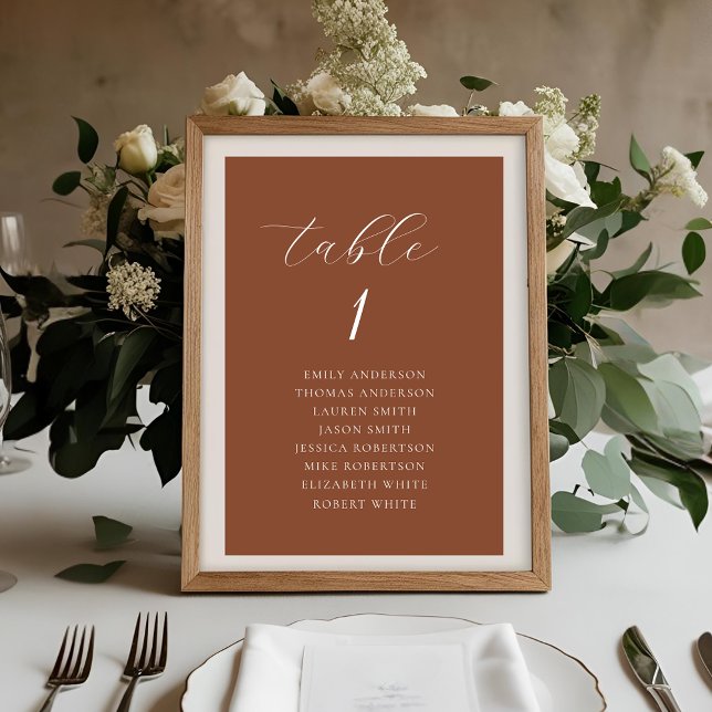 Elegant Terracotta Fall Wedding Seating Chart Table Number (Creator Uploaded)