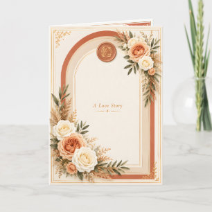 Elegant Terracotta Floral A Love Story Wedding Card