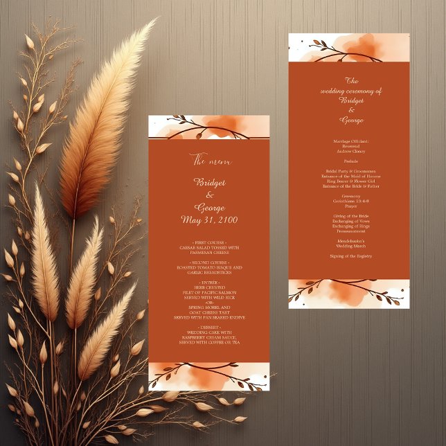 Elegant terracotta Floral Border menu & program  (Creator Uploaded)