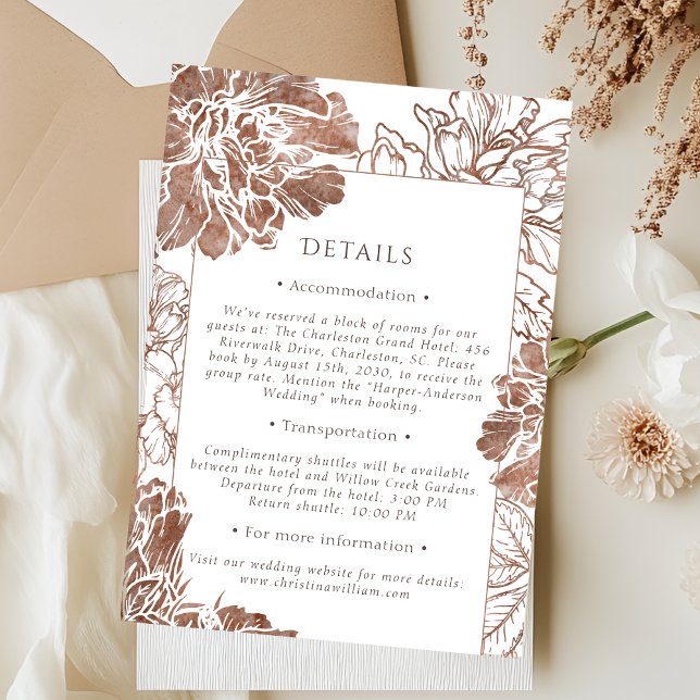 Elegant Terracotta Floral Wedding Details Enclosure Card (Creator Uploaded)