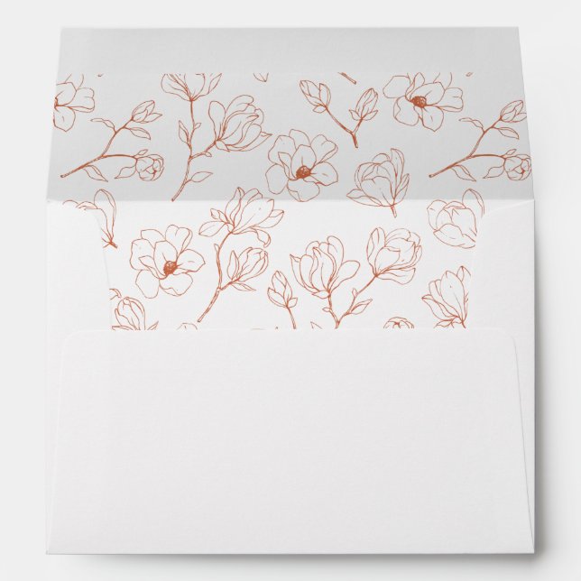 Elegant Terracotta Floral Wedding Envelope (Back (Bottom))