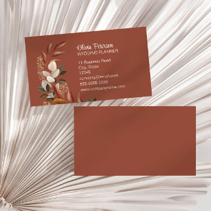Elegant Terracotta Floral Wedding Organiser Business Card