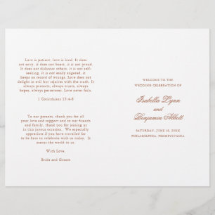 Elegant Terracotta Folded Wedding Program