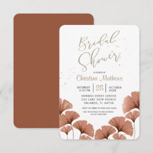 Elegant Terracotta Foliage Bridal Shower Invitation