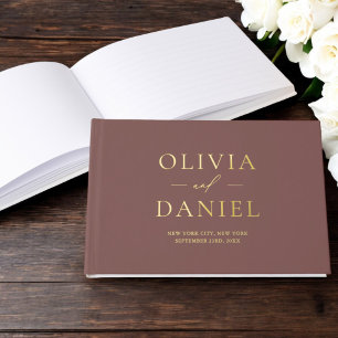 Elegant Terracotta Gold Modern Minimalist Guest Book