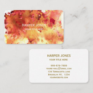 Elegant Terracotta Gold Watercolor Fall Boho Business Card