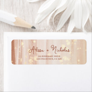 Elegant Terracotta Gold Watercolor Wedding Address Return Address Label