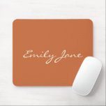 Elegant Terracotta Handwritten Script Name Custom Mouse Pad<br><div class="desc">This custom mouse pad features your name in beautiful handwritten script lettering on a stylish terracotta background. Great gift idea.</div>
