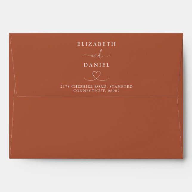Elegant Terracotta Heart Wedding Envelope (Back (Top Flap))