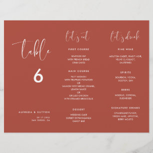Elegant Terracotta Menu & Table number trifold
