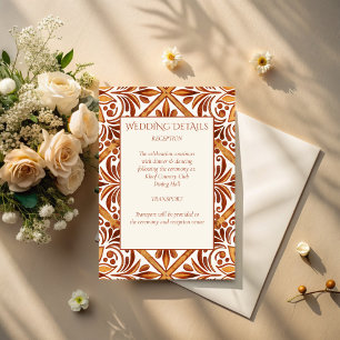 Elegant Terracotta Mexican Talavera wedding detail Enclosure Card