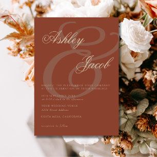 Elegant Terracotta Minimalist Wedding Invitation