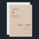 Elegant Terracotta Modern Boho Chic Photo Wedding Save The Date<br><div class="desc">This modern & minimalist Wedding Save The Date Template is great for you. If you are looking for a pretty, elegant and easy to customise Wedding Save The Date Template .A very elegant simple and chic burnt orange script photo wedding save the date. Which features minimal burnt orange save the...</div>