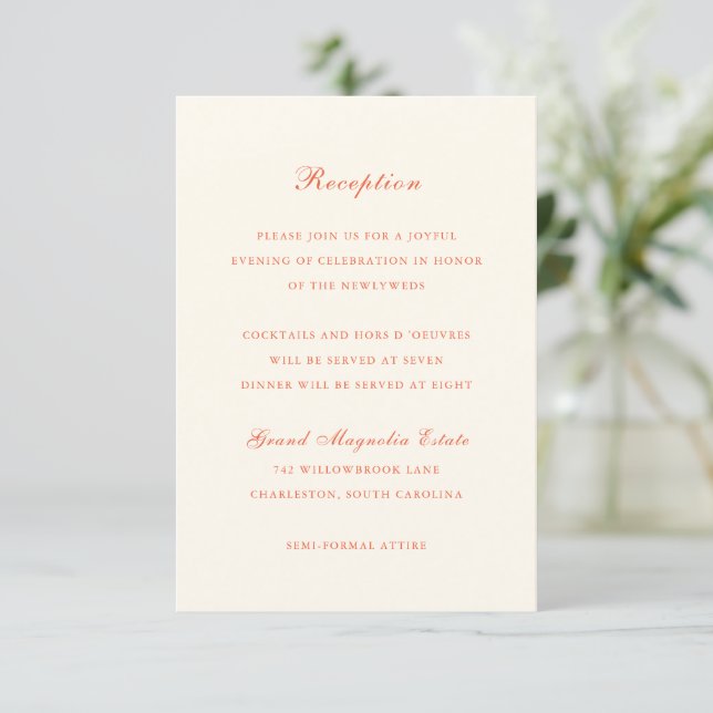 Elegant Terracotta Modern Classic Wedding Enclosure Card (Standing Front)