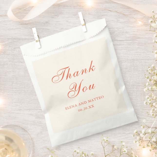 Elegant Terracotta Modern Classic Wedding Favour Bag (Clipped)