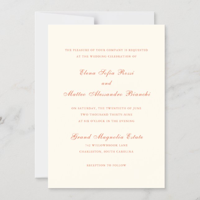 Elegant Terracotta Modern Classic Wedding Magnetic Invitation (Front)