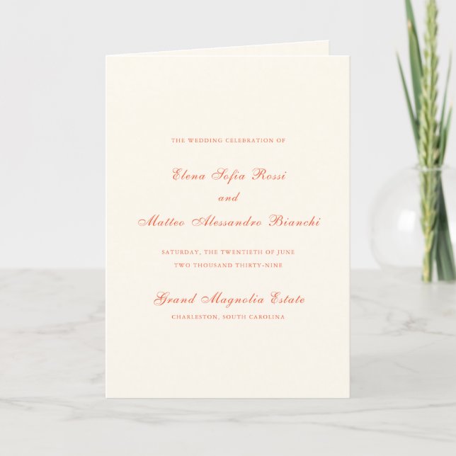 Elegant Terracotta Modern Classic Wedding Program (Front)