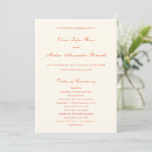 Elegant Terracotta Modern Classic Wedding Program