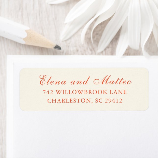 Elegant Terracotta Modern Classic Wedding Return Address Label (Insitu)