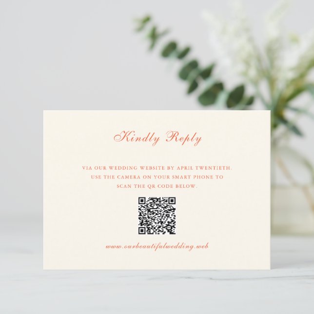 Elegant Terracotta Modern Classic Wedding RSVP Card (Standing Front)