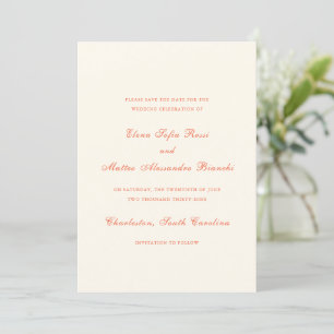 Elegant Terracotta Modern Classic Wedding Save The Date