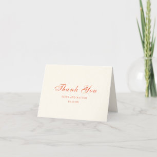 Elegant Terracotta Modern Classic Wedding Thank You Card