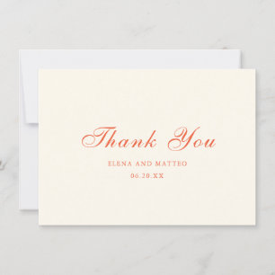 Elegant Terracotta Modern Classic Wedding Thank You Card
