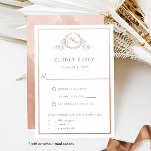 Elegant Terracotta Monogram and Watercolor RSVP Card