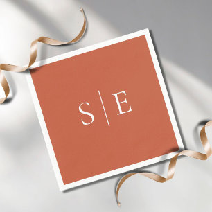 Elegant Terracotta Monogram Minimalist Napkin