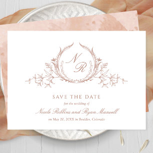 Elegant Terracotta Monogram Wedding Calligraphy Save The Date