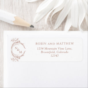 Elegant Terracotta Monogram Wedding Return Address Label