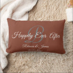 Elegant Terracotta Monogrammed Happily Ever After Lumbar Cushion<br><div class="desc">Elegant Terracotta and White Name Monogrammed Happily Ever After Lumbar pillow</div>