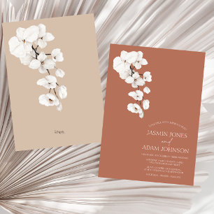 Elegant Terracotta Orchid Wedding Invitation