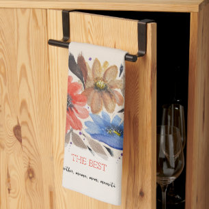 Elegant Terracotta Pastel Watercolor Floral  Tea Towel