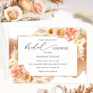 Elegant Terracotta, Peach, Cream Bridal Shower Invitation