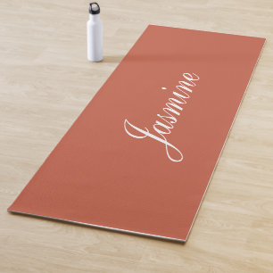 Elegant Terracotta Personalised Name Yoga Mat