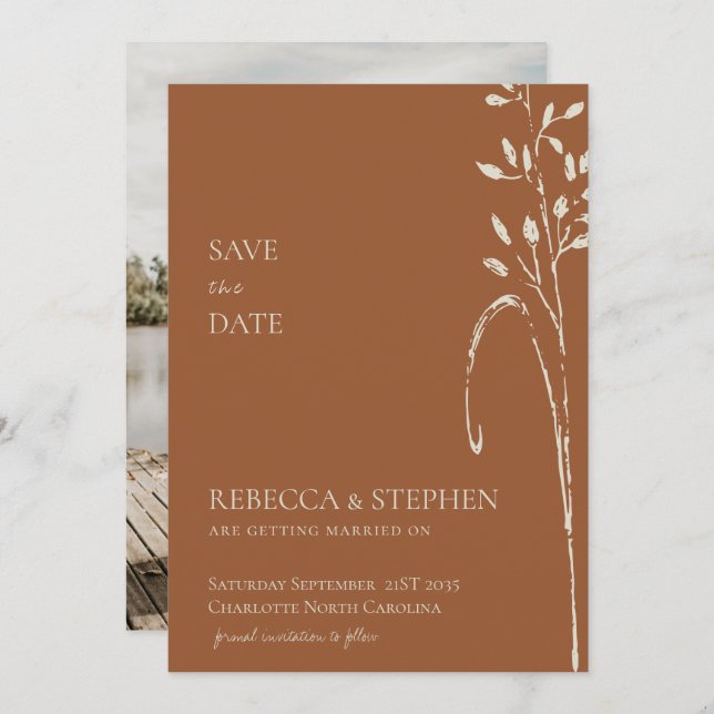Elegant Terracotta   photo save the date  Invitati Invitation (Front/Back)